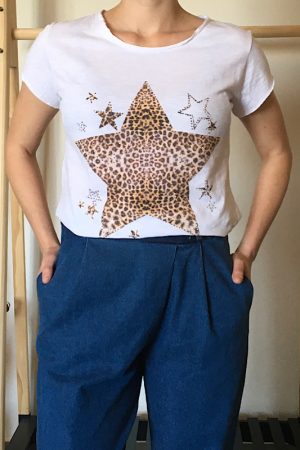 T-shirt Stars Animal Print Λευκό-Λευκό