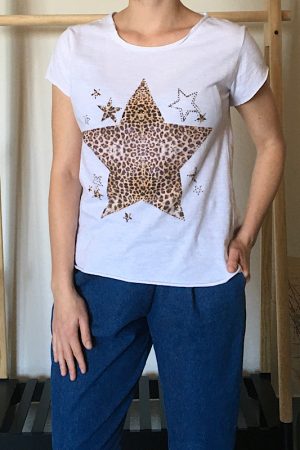 T-shirt Stars Animal Print Λευκό-Λευκό