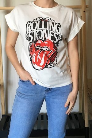 T-shirt Rolling Stones Λευκό-Λευκό